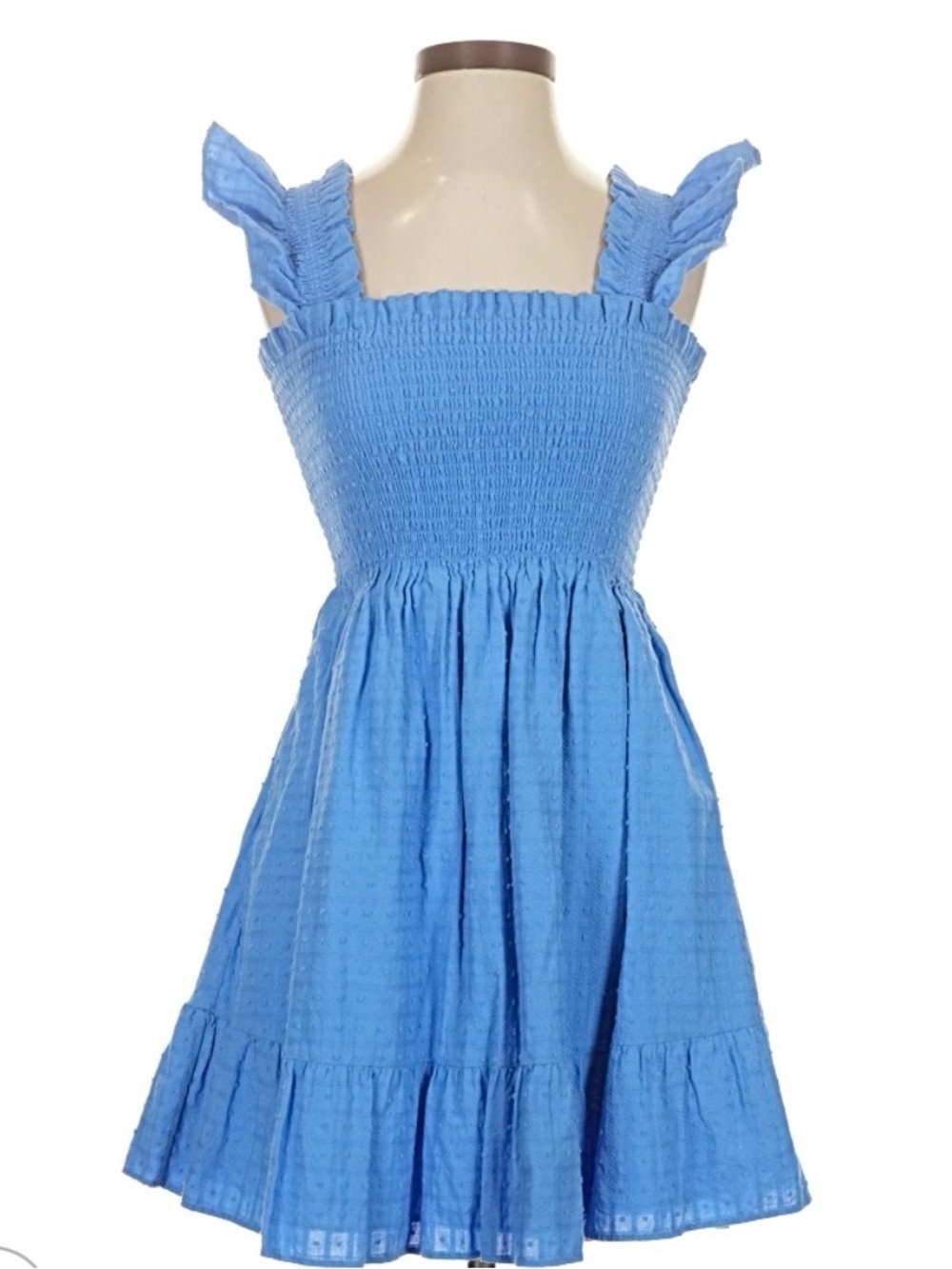 Hill House Blue Smocked Ruffle-Strap Mini Dress
